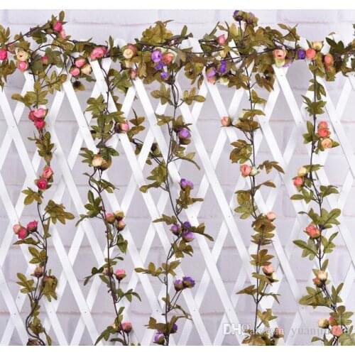 2.2M Artificial Silk ROSE Fake Flower Fall Yellow Leaf Hanging Garland Plants Party Home Wedding Garden Floral Decoration