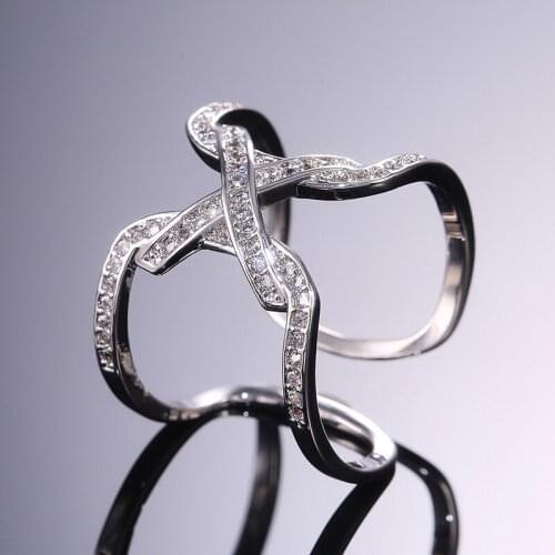 Stylish Women Opening Rings For Women X Shape Cross Anniversary Gifts Hollow Pandora Ring Fashion Delicate Girl Finger Jewelry