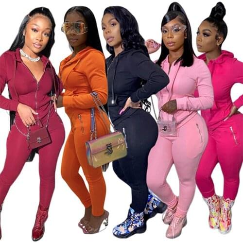 ZKYXWX Sexy Two Piece Set Hoodies Long Sleeve Top+Lace Up Pocket Pants Tracksuit Fall Clothing for Women Outfits Matching Sets