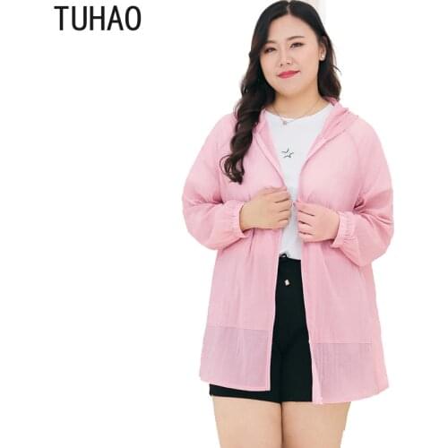 TUHAO Womens Jackets and Coats Plus Size 10XL 8XL 6XL 4XL Summer Windbreaker Large Size Female Casual Beach Hooded Coat