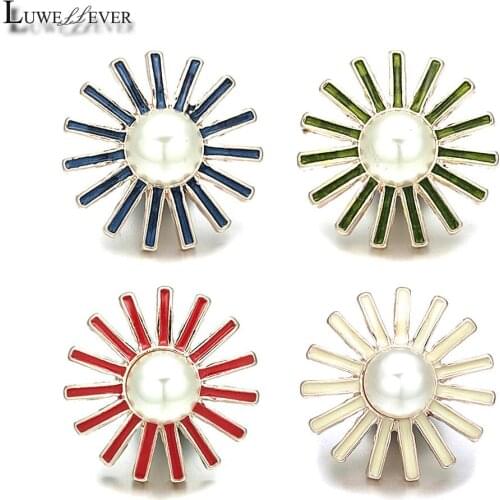 Luwellever Component w218 Flower Crystal 18mm Metal Snap Button For Bracelet Necklace Jewelry Accessorie Findings