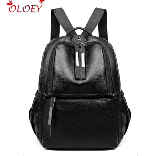 2020 fashion leather women backpack black red color PU Anti-theft backpack female travel Multifunction bag for teenage girls