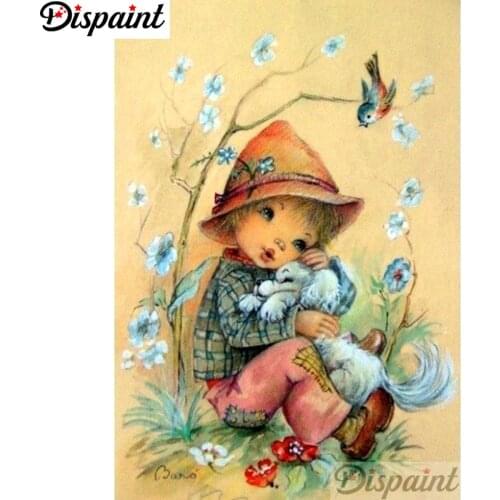 Dispaint Full Square/Round Drill 5D DIY Diamond Painting "Cartoon character flower" Embroidery Cross Stitch 5D Home Decor A18387
