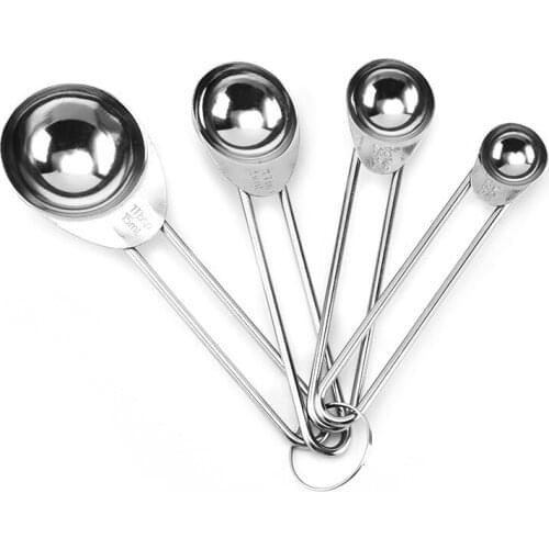 4PCS Stainless Steel Measuring Spoon Set Handle Kitchen Measuring Tool Cooking Cups Teaspoons Baking Accessories Kitchen Gadgets