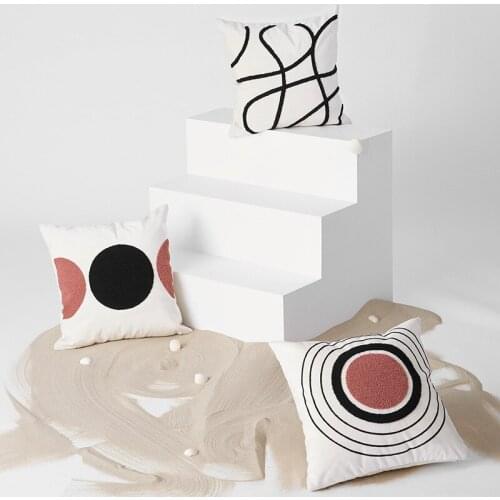 Home Decor Cushion Cover Embroidery Pillow Cover 45x45cm Soft Cozy Sun Moon Cat Floral Home Decoration for Living Room Kids Room