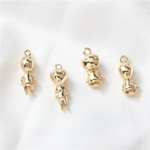 Newest 30pcs/lot 3D cartoon saucerman/dolls shape copper floating locket charms diy jewelry necklace/bracelet/garment accessory