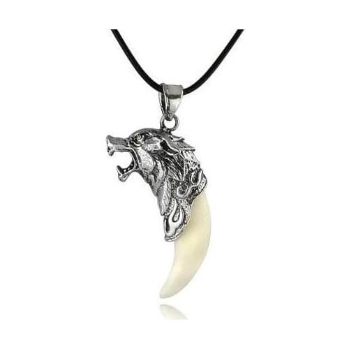 Men Titanium Steel Jewelry Pendant Necklace Stainless Steel Necklaces Chocker Dog Spike Couples Leather Rope Choker