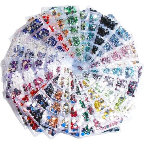 Multi-Size Rhinestone Set 2mm 3mm 4mm 5mm 6mm Colorful Resin Crystal Rhinestones DIY Costume Pants Fabric Decoration