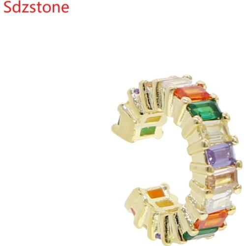 2020 New Fashion Ear Cuff Stackable C Shaped Colorful Stone Small Earcuffs Clip Earrings For Women Wedding Jewelry