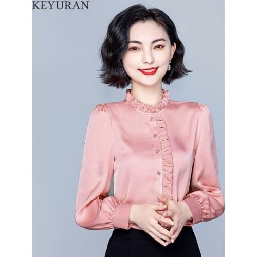 Spring Autumn 2021 Women Fungus Chiffon Long Sleeved Shirt Female Pleated Bottoming Tops & Blouses Plus Size 4XL