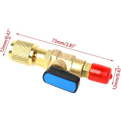 1/4" Male to 1/4" Female SAE Straight Ball Valve AC Charging For R22 Refrigerant 964B