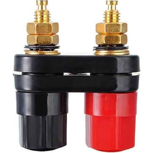 1 pair Banana Plug Red Black Terminal Block Pure Copper Gold Plated Speaker Hexagon Double Connecting Wire Column Wire Connector
