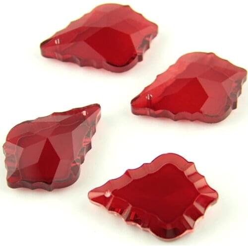 Dark Red 38mm/50mm/63mm/76mm Crystal Glass Chandelier Crystal Maple Leaf Crystal Hanging Pendant For Lamp Part
