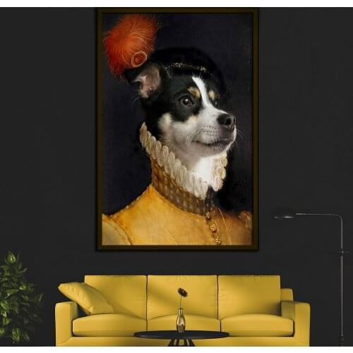 Vintage Style Home Decoration Animals Canvas Painting Deer Cat Dog Portrait Posters Print Nordic Wall Art Picture for Bedroom