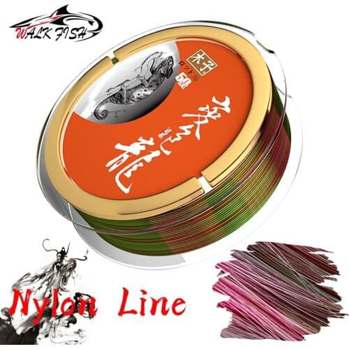 WALK FISH 50M Nylon Fishing Line Invisible Thread Fishing Line Super Strong Double Color Japanese Monofilament Fishing Line