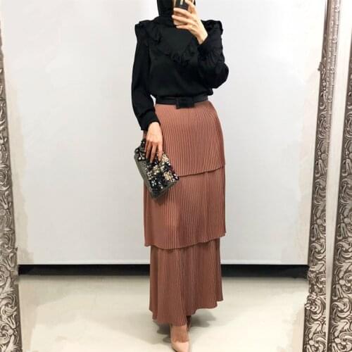 Abaya Turkey Muslim Skirt Women Bottoms Islamic Skirts Ropa Turca Mujer Musulman Modest Clothing Party Long Pleated Tulle Skirt