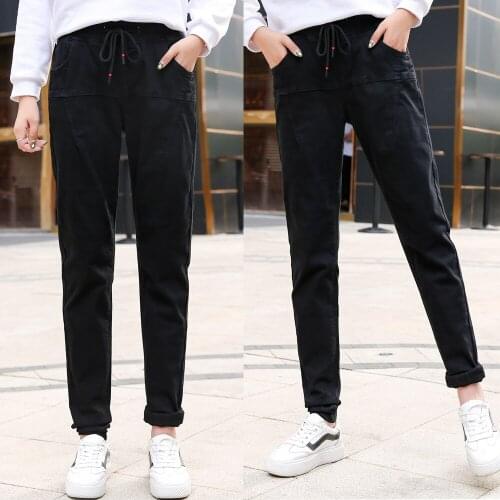 Women elastic Long Harlan jeans female autumn high loose pants large size high waist trousers