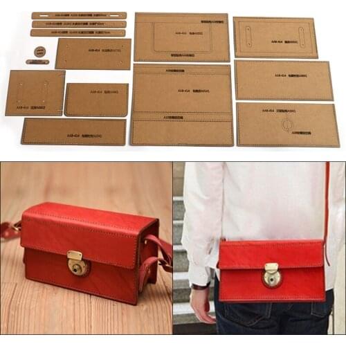 1Set DIY Kraft Paper Template Fashion Womens Shoulder Bags Crossbody Bags Leather Craft Pattern DIY Stencil Sewing Pattern