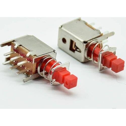 10pcs 6pin environmental protection key mini switch double-row six-legged self-locking belt spring power switch direct keyA03-3