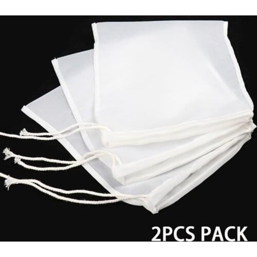 2pc Reusable Food Strainer Bag Fine Mesh Food Grade Nylon Filter Bag Net Kitchen Soy Coffee Filter for Milk Home Brewing Hop Bag