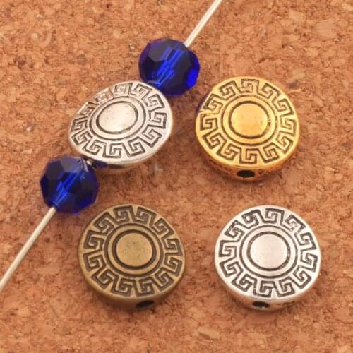 200Pcs Round Curved Rondelle Beads Spacers Jewelry Findings L632 10.2x10.3mm Zinc Alloy Bronze