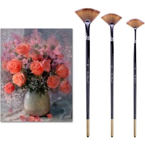 3 Fan-shaped Copper Tube Mixed Color Watercolor Brush Set Art Supplies Painting 1XCB