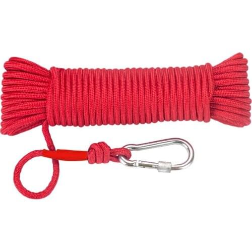 8mm Emergency Escape Rope With Climbing Buckle Magnet Fishing Rope Nylon Rescue Safety Rope 20m Length For Outdoor Sports