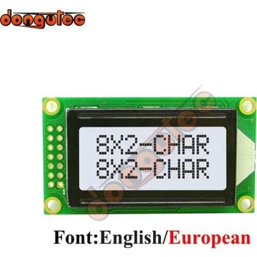 8x2 LCD Module 0802 0802E Character Display Screen Gray English/European 5V AIP31066 or EQV