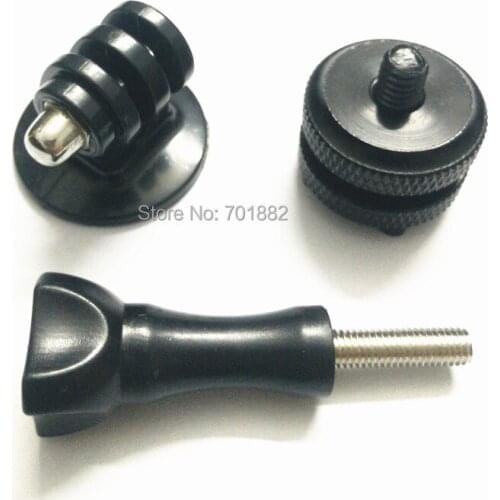 3in1 Tripod Mount Adapter + 1/4 Two Layer Hot Shoe Mount Adapter + Long Thumb Knob Screw for GoPro Hero 4 3+ 3 2 SJCAM