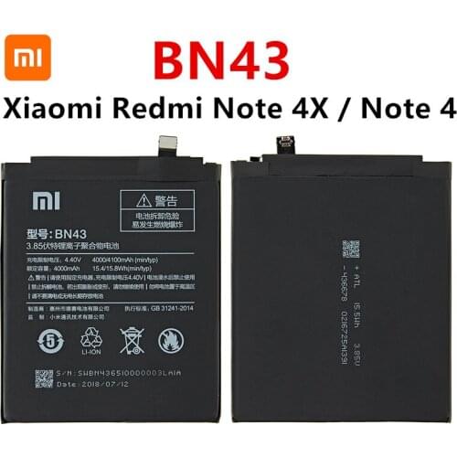 100% Orginal BN43 Battery 4000mAh For Xiaomi Redmi Note 4X / Note 4 global Snapdragon 625 High Quality BN43 Battery