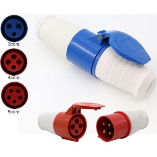 Aviation plug socket industrial waterproof connector 3 core 4 core 5 core 220V/16A IP44 aviation butt plug