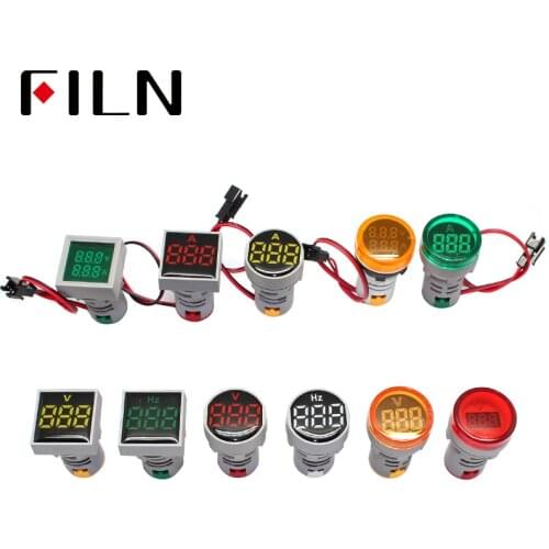 FL1P-22NA-NN-1 0-100A Digital Ammeter Current Meter Indicator Led Lamp Square Signal Light AC 220V 22MM