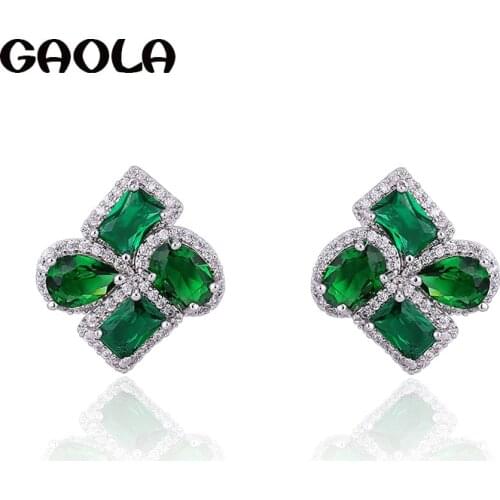 GAOLA 2018 Fashion Jewelry Square Earrings Cubic Zircon Stud Earring for Women Gift GLE3295