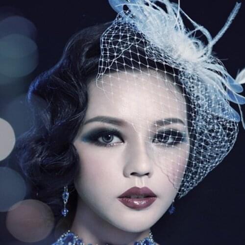 2020 Wedding Bridal Hats And Fascinators headpiece party Hat corsage With Feather And Imitation Pearls Veil