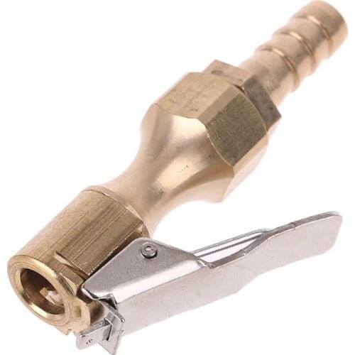1/4" Brass Tire inflator Locking on Air Chuck Air Compressor Pump Adapter with 8mm Barb Connector Accessories for Car
