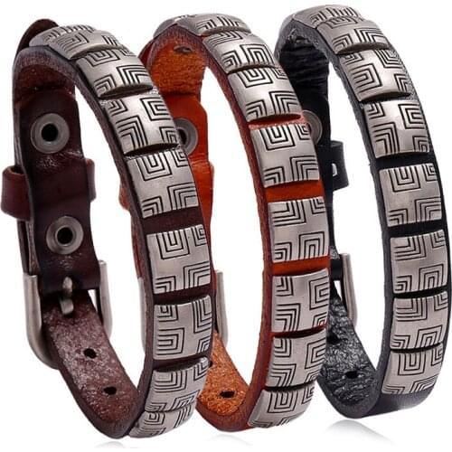 Jessingshow High Quality Fashion Genuine Leather Men Bracelet Charm Friendship Bangles Men And Women Punk Jewelry Gift