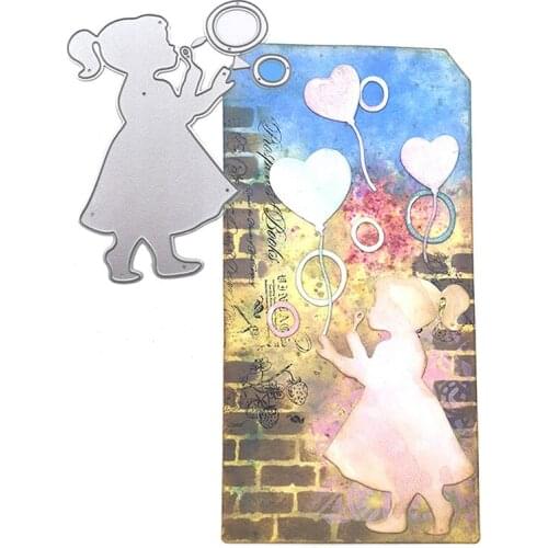 Julyarts Bubble-blowing Girl Scrapbooking Cutting Dies Craft Dies Papercraft Projects Scrapbook Paper Album Greeting Cards
