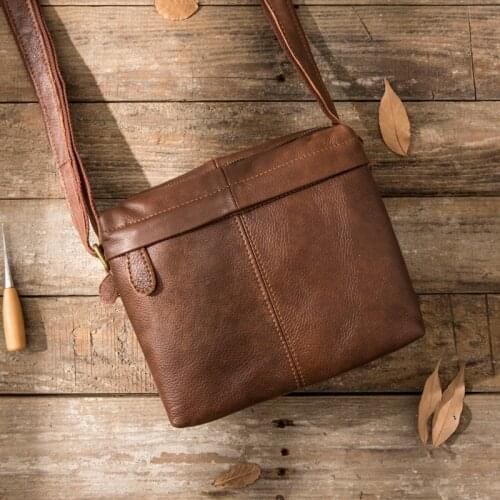 Retro Leather Mens Bag Shoulder Bag Crossbody Bag Fashion Leather Bag Original Mens Cross Section Casual Head Layer Leather