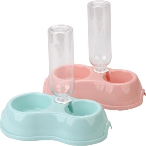 2PCS Pet Bowl Creative Non-slip Dog Food Bowl Cat Feeding Bowl with Water Bottle