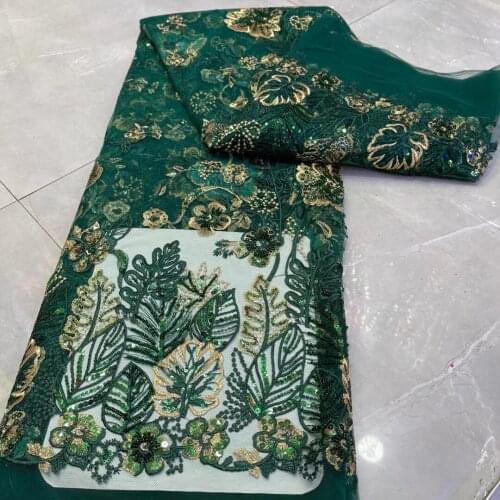 2021 Latest French Nigerian Velvet Fabrics High Quality Handmade 3D Eembroidery Tulle Lace African Lace Fabric for Wedding Dress