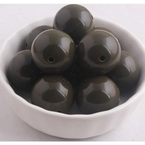 Kwoi vita Navy Green Color Chunky 20MM 100pcs Acrylic Solid Bubble Gumball Beads for Kids Necklace Jewelry Making