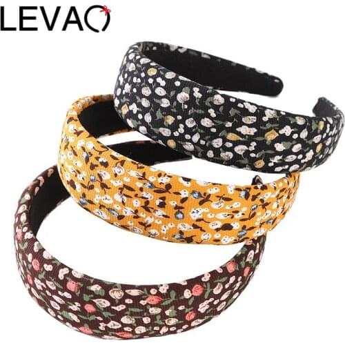 LEVAO New Bohemia Flower Print Headband Wide Hair Bezel For Women Simple Travel Hair Band Fabric Girls Hairband Hair Accessories