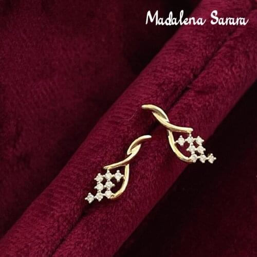 MADALENA SARARA South Africa Diamond Silk Belt Shape Earrings 18K Yellow Gold Women Earrings Jewelry
