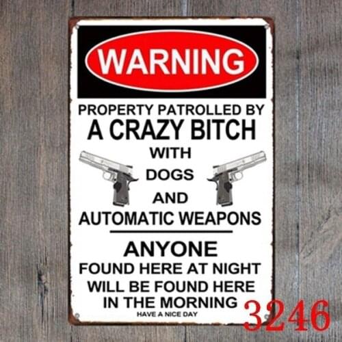 Metal Tin Sign Warning Humor Sign Weapon Decor Bar Pub Home Vintage Retro Poster Size 12X 8/ 12X 6 Inches