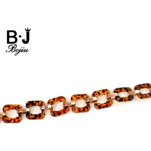 BOJIU Multifunction 1 M Resin Leopard Choker Necklace Chain For Women Charm Bag Chain Fashion Two-Use Fashion Link Chain NK1055