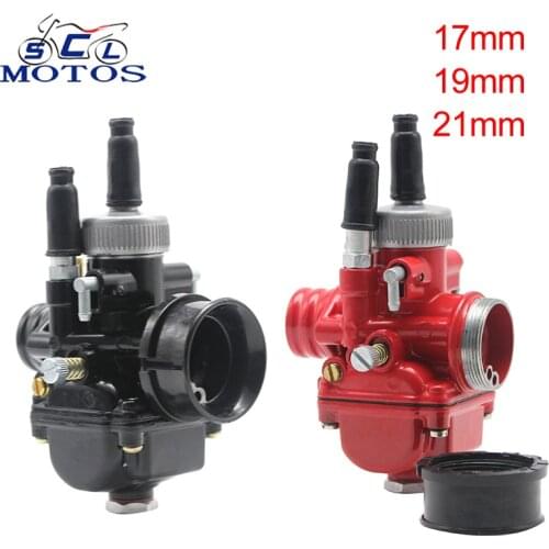 Sclmotos - Dellorto PHBG 17 19 21mm DS Racing Black/Red Edition Choke Motorcycle Carburetor 2 Stroke For Yamaha BWS 50 JOG 50