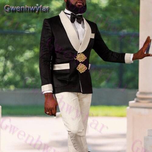 Gwenhwyfar Men Suits Slim Fit Business Uniform Office Suit Wedding Groom Party 2-Piece Jacket Pants Custom Shawl Lapel Tuxedos