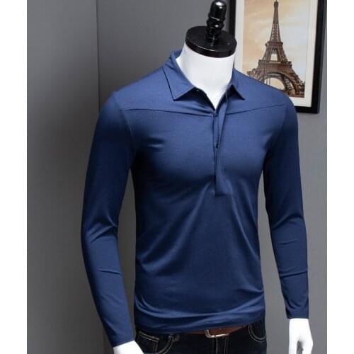 Men Polo Men Long Sleeve Polo Shirt Quality Mercerized Cotton Polo Solid Color Clothing Spring Autumn Casual Fashion Men Tops