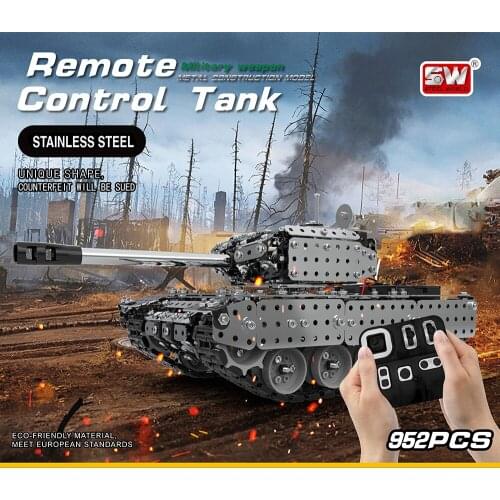 2020 New RC Tank Stainless Steel Assembly Building Block Remote Control Tank Kit Set RC Building Blocks Toys for children gifts