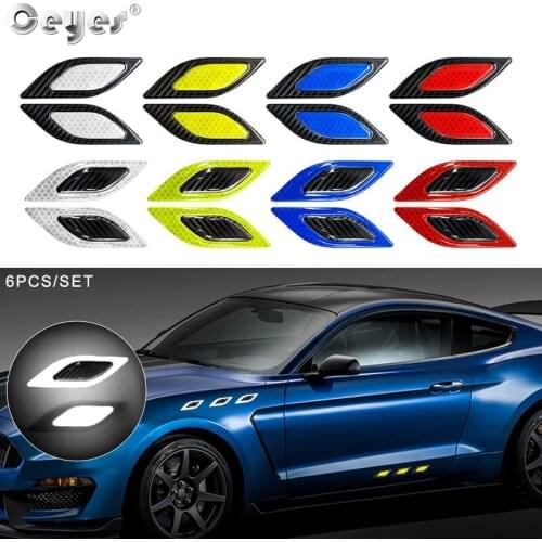Ceyes 6pcs/set 3D Carbon Fiber Reflector Stickers Bumper Strips Safety Warning Secure Tape For Auto Truck Motorcycle Accessories